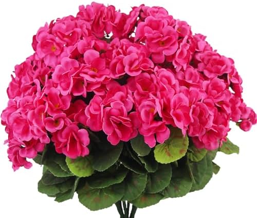 8 Pcs Artificial Geraniums Silk Flowers for Garden Decor