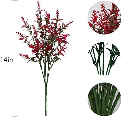 12 Bundles Artificial Lavender Flowers Red UV Resistant