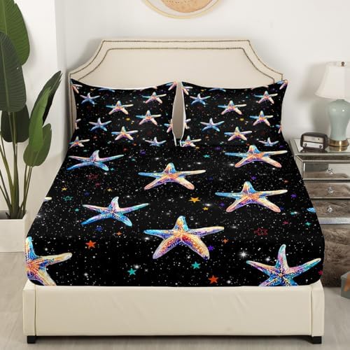 Homewish Watercolor Starfish Twin Fitted Sheet Set