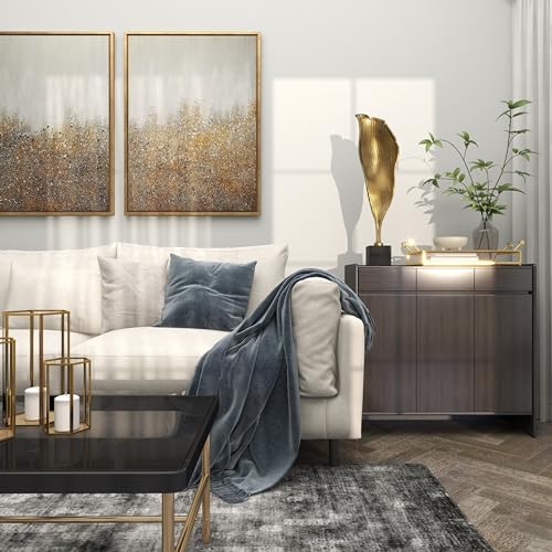 Deco 79 Gold Leaf Sculpture with Marble Base