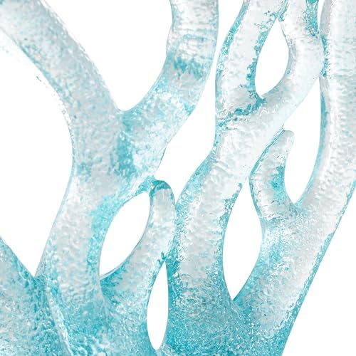 Deco 79 Blue Glass Coral Statue with Clear Base