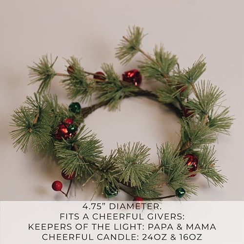 A Cheerful Giver Wreath Candle Ring with Jingle Bells