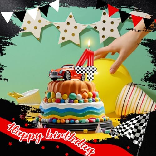 MTLEE Number 4 Racing Car Birthday Candle