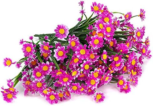 6 Bundles Artificial Daisies Fuchsia UV Resistant