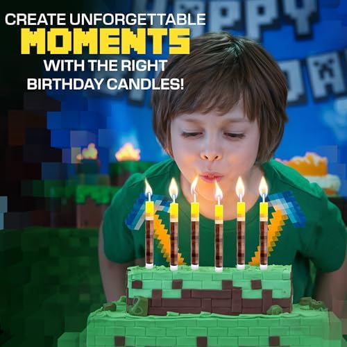 Pixel Torch Birthday Candles for Minecraft Parties 1