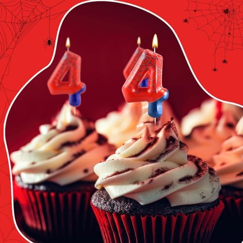 AXBMM Spider Themed Birthday Candle Number 4