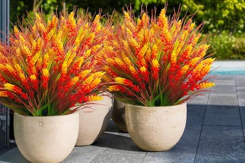 Thinktral 18 Pcs Artificial Fall Flowers UV Resistant