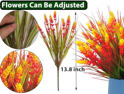 Thinktral 18 Pcs Artificial Fall Flowers UV Resistant