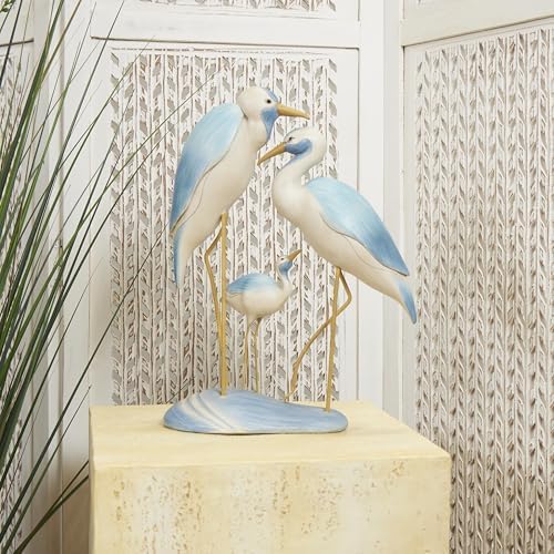 Deco 79 Polystone Bird Statue with Yellow Accents