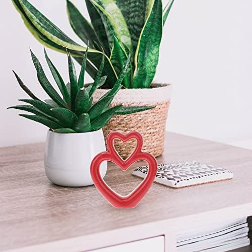 LUOZZY Red Heart Ceramic Sculpture Wedding Figurine