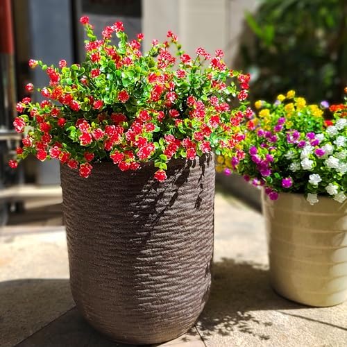12 Bundles Artificial Flowers for Outdoor Use