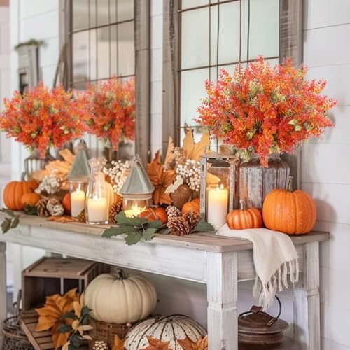 HUAESIN 4-Pack Artificial Fall Flowers for Thanksgiving Decor