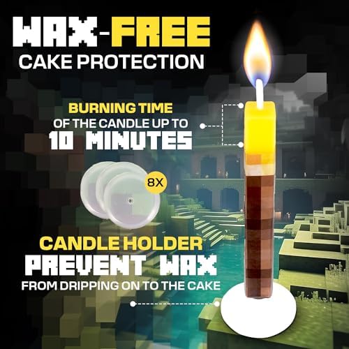 Pixel Torch Birthday Candles for Minecraft Parties 1
