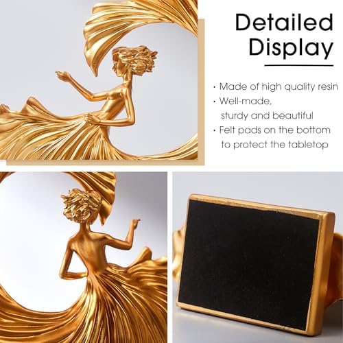 FJS Gold Dancing Girl Statue for Living Room Decor