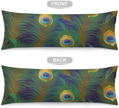 Peacock Feathers Pattern Body Pillow Cover with Zipper 20x54