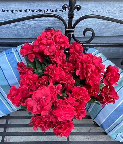 17 Inch Silk Geranium Flower Bush - Red 12-Pack