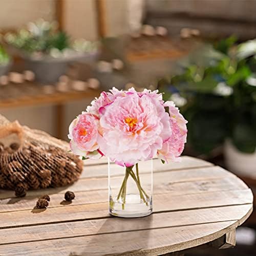 ENOVA FLORAL Pink Peonies in Glass Vase