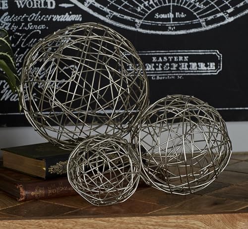 Deco 79 3-Piece Silver Metal Sphere Sculptures Set