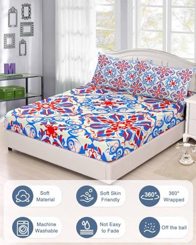 Queen Fitted Sheet Deep Pocket with Elastic and 2 Pillowcases