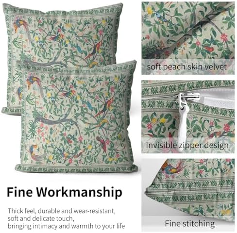 Green Rustic Floral Pillow Protectors Set of 2
