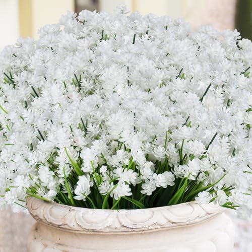 JEMONG Artificial White Daffodil Flowers 16 Bundles