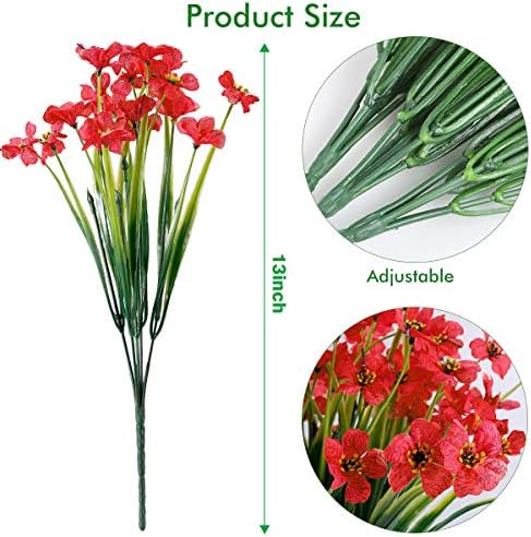 20 Bundles Deep Red Artificial Flowers UV Resistant
