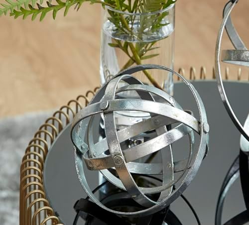 Deco 79 Modern Metal Geometric Statues Set of 3 6 8 10 Silver