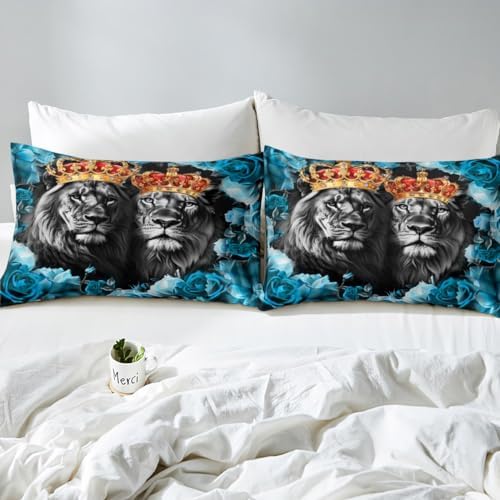 Castle Fairy 3D Wild Lion Twin Fitted Sheet Set with Pillowcase