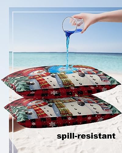Waterproof Pillow Protector 2 Pack - Snowman Snowflake Plaid Christmas 12x20