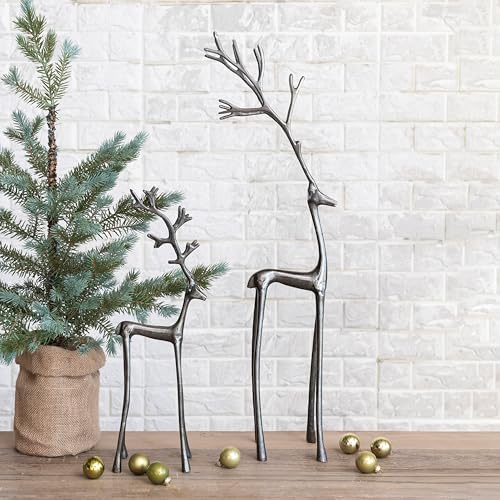 Creative Co-Op Tall Cast Aluminum Reindeer with Gunmetal Finish