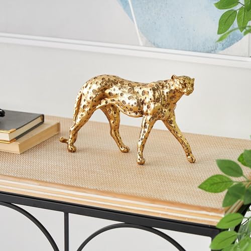 Deco 79 Gold Resin Leopard Decor Sculpture
