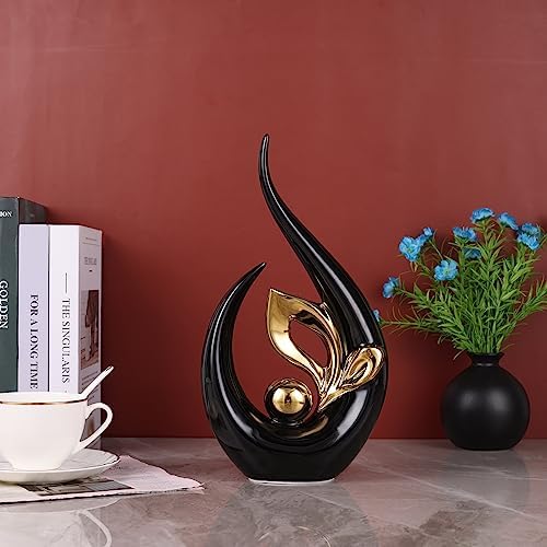 Modern Ceramic Art Statue with Gold Accents 1