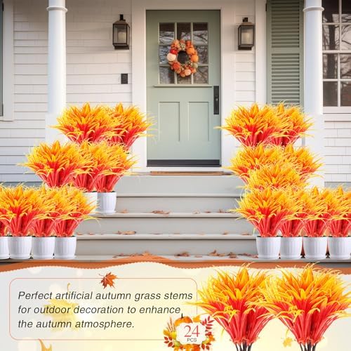 Giegxin 24 Bundle Artificial Fall Plants UV Resistant Decor