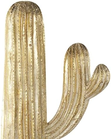 Deco 79 Gold Resin Cactus Sculpture 10 x 7 x 23