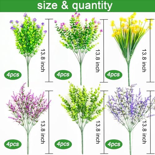 24 Bundle Artificial Flowers for Outdoor and Indoor Use