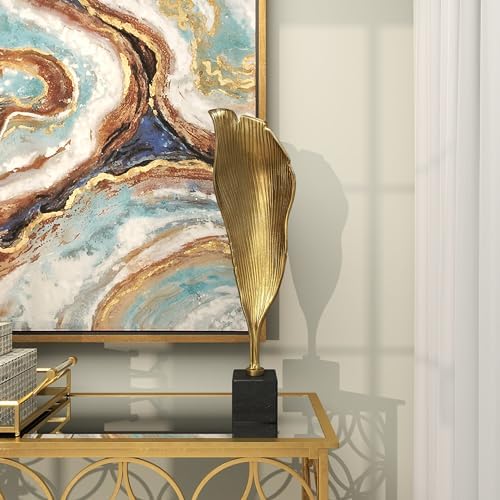 Deco 79 Gold Leaf Sculpture with Marble Base