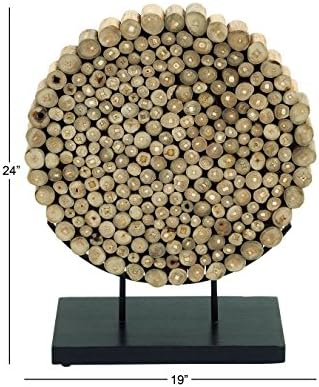 Deco 79 Teak Wood Abstract Decorative Statue with Black Stand