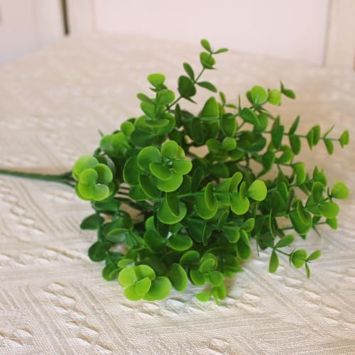 HIFORESTAR Outdoor Artificial Eucalyptus Plants 8 Bundles