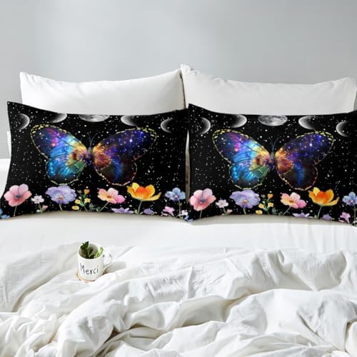 Castle Fairy Butterfly Fitted Sheet Twin Size with Pillowcase