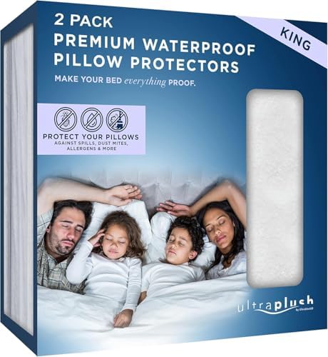 UltraBlock Ultra Plush Pillow Protector Set of 2 - Waterproof and Feather Proof