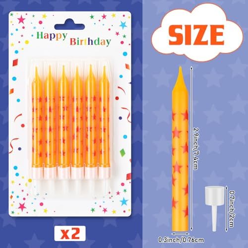Conelist 12Pcs Anime Star Themed Birthday Candles Yellow Red