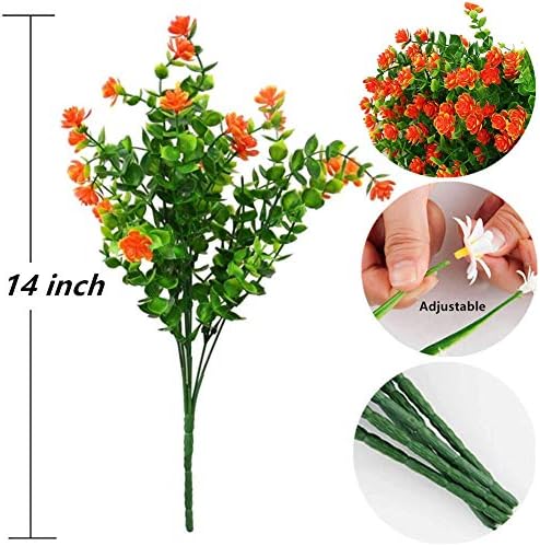 ZWYOQI 8pcs Artificial Orange Flowers UV Resistant Decor
