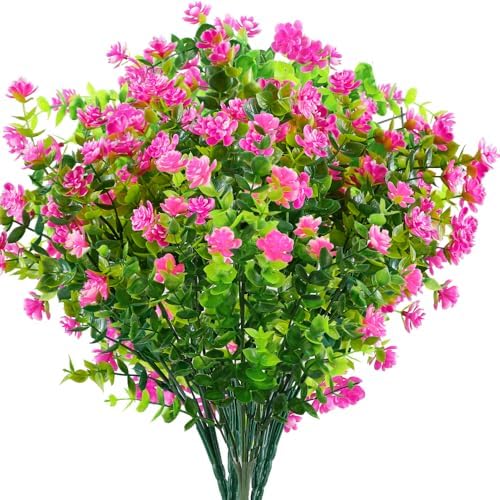 24PCS Artificial Eucalyptus Plants in Pink