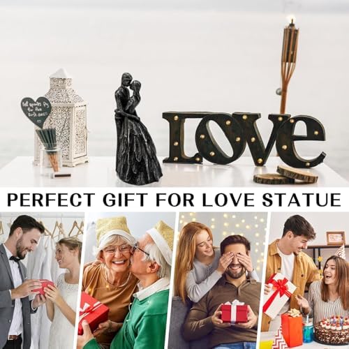 Prettidecor Kissing Love Couple Statue Black Figurine