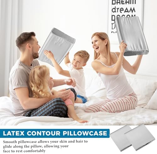 2 Pcs Memory Foam Pillowcase Set in Light Gray