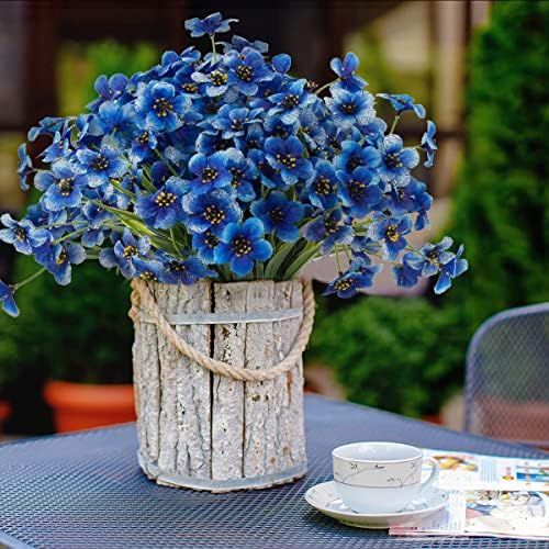 Artificial Outdoor Flowers 12 Bunches UV Resistant Blue