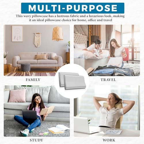 2 Pcs Memory Foam Pillowcase Set in Light Gray