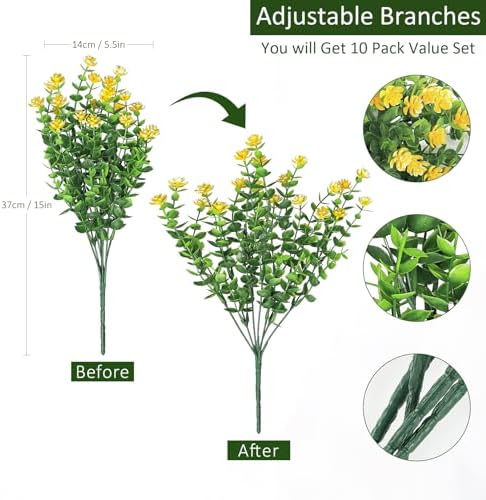Dremisland 10 Bundles UV Resistant Artificial Boxwood Flowers