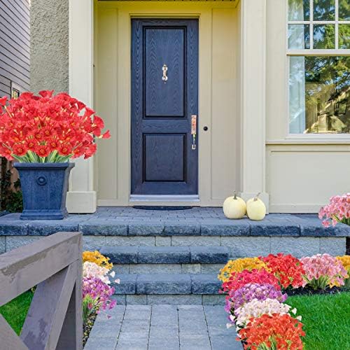 ZEOSTARO Artificial Flowers 12 Bundles Deep Red