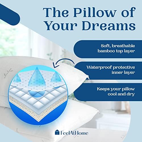 FeelAtHome Bamboo Cooling Pillow Covers - 20x36 Inches Pack of 4